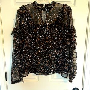 Lined black and brown ruffle blouse